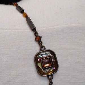 Square Amber Embellished Abalone Inlay Chain Belt